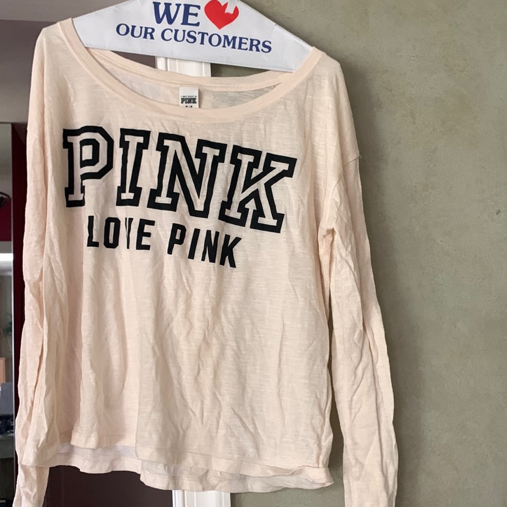 Pink cream thin long sleeved shirt